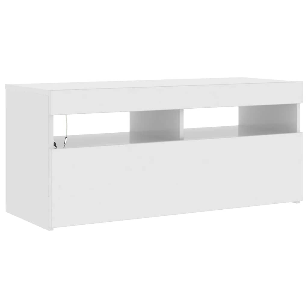 Tv Skříňka S Led Osvětlením Bílá S Vysokým Leskem 90X35X40 Cm