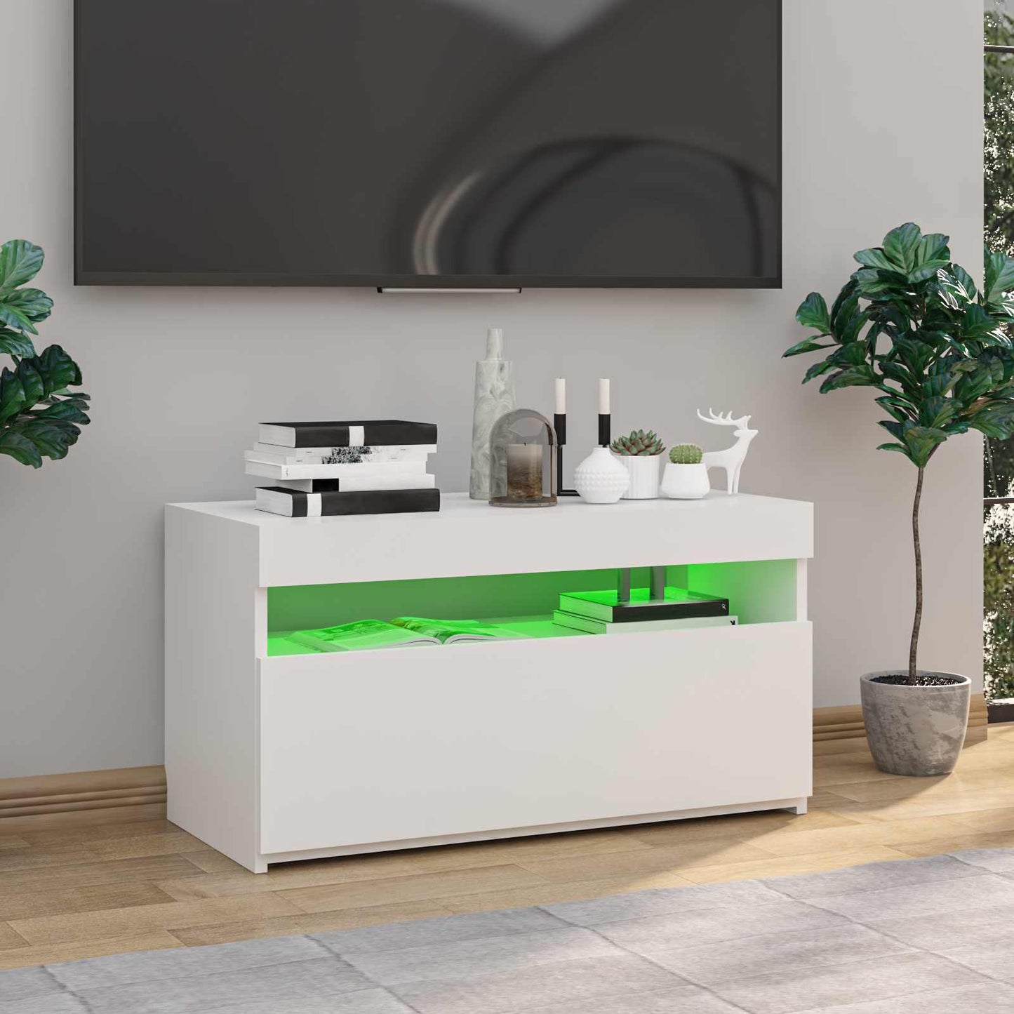 Tv Skříňka S Led Osvětlením Bílá 75 X 35 X 40 Cm