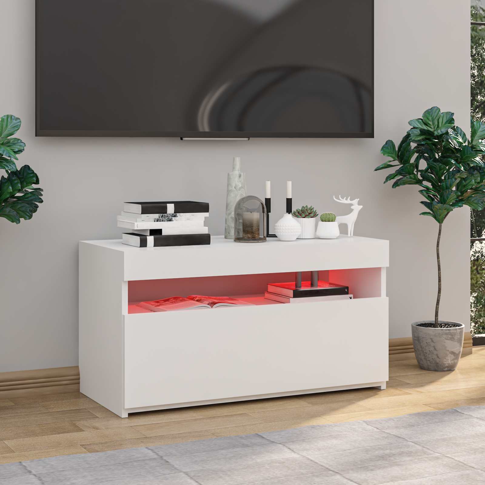 Tv Skříňka S Led Osvětlením Bílá 75 X 35 X 40 Cm
