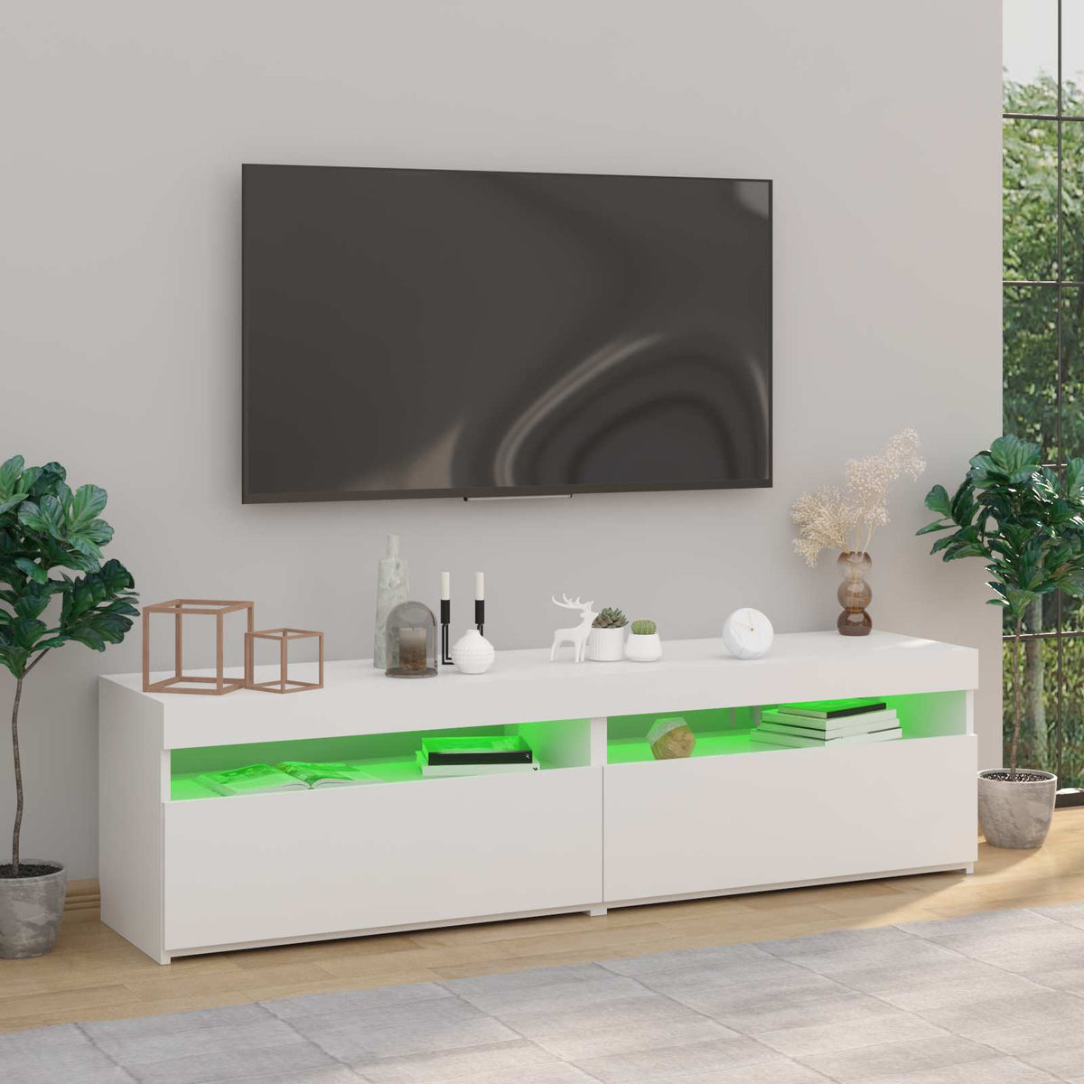 Tv Skříňky S Led Osvětlením 2 Ks Bílé 75 X 35 X 40 Cm