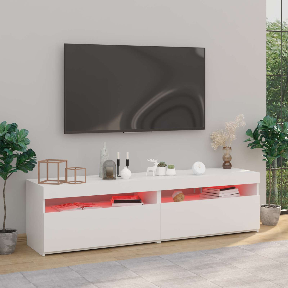 Tv Skříňky S Led Osvětlením 2 Ks Bílé 75 X 35 X 40 Cm