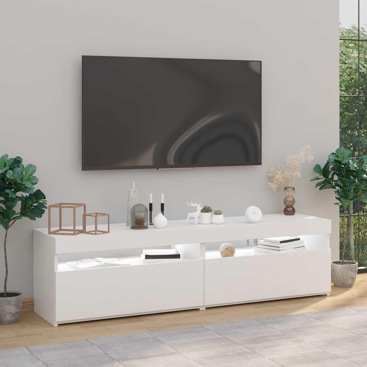 Tv Skříňky S Led Osvětlením 2 Ks Bílé 75 X 35 X 40 Cm