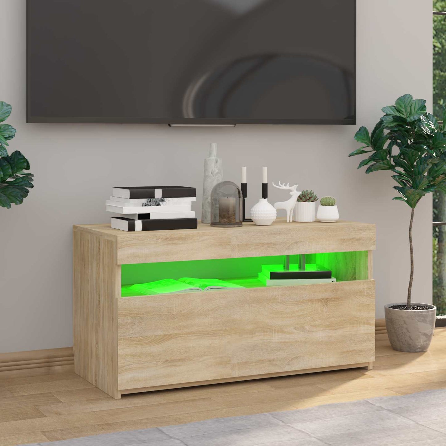 Tv Skříňka S Led Osvětlením Dub Sonoma 75 X 35 X 40 Cm