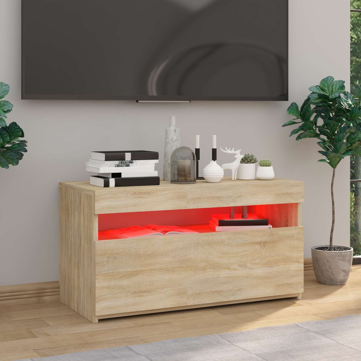 Tv Skříňka S Led Osvětlením Dub Sonoma 75 X 35 X 40 Cm
