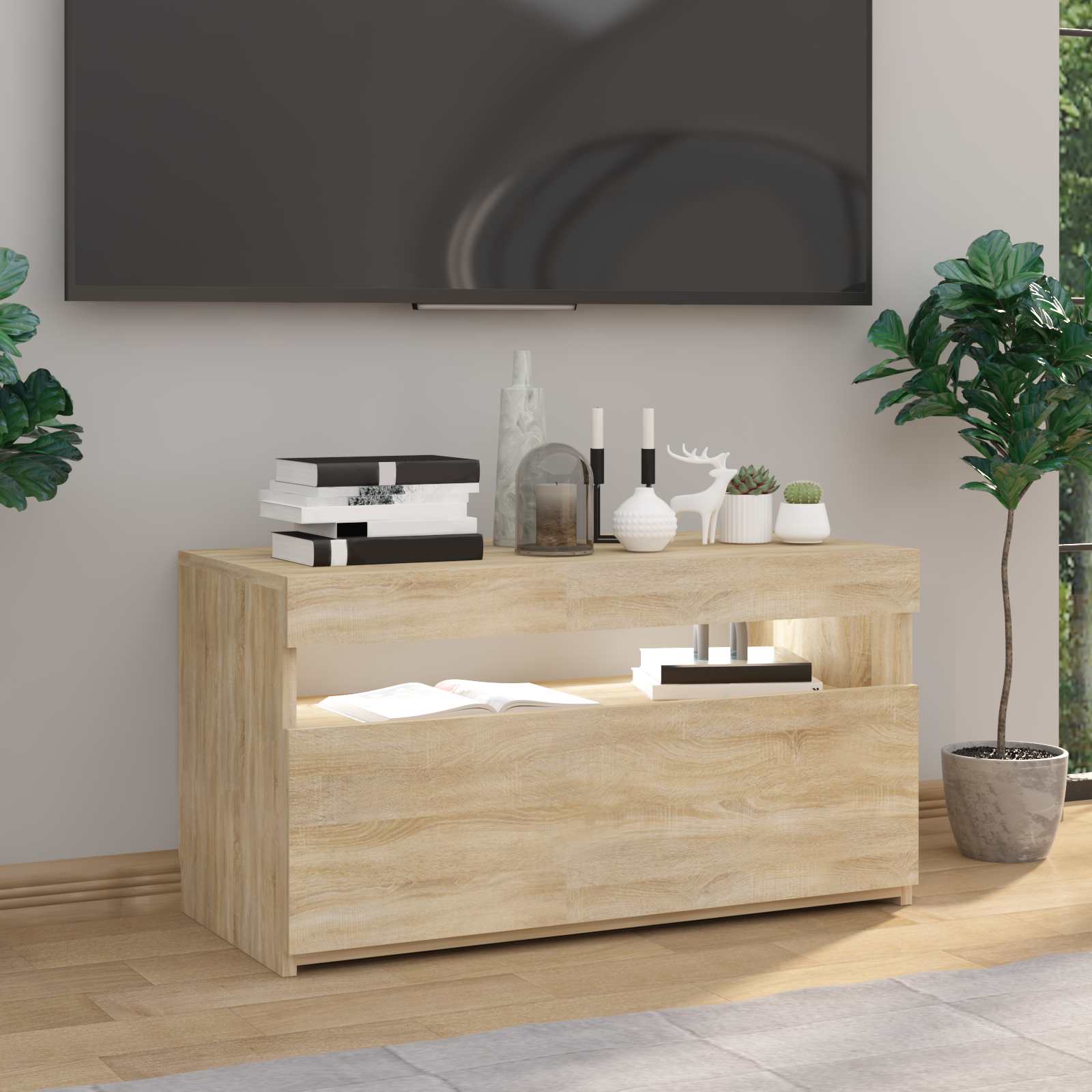 Tv Skříňka S Led Osvětlením Dub Sonoma 75 X 35 X 40 Cm