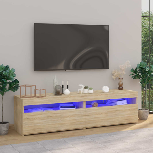 Tv Skříňky S Led Osvětlením 2 Ks Dub Sonoma 75 X 35 X 40 Cm