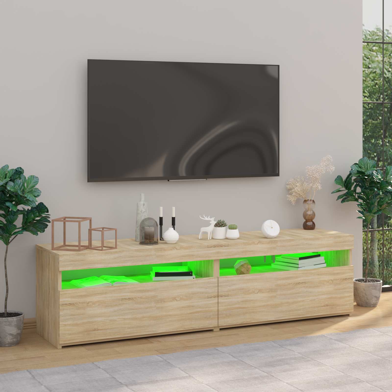 Tv Skříňky S Led Osvětlením 2 Ks Dub Sonoma 75 X 35 X 40 Cm