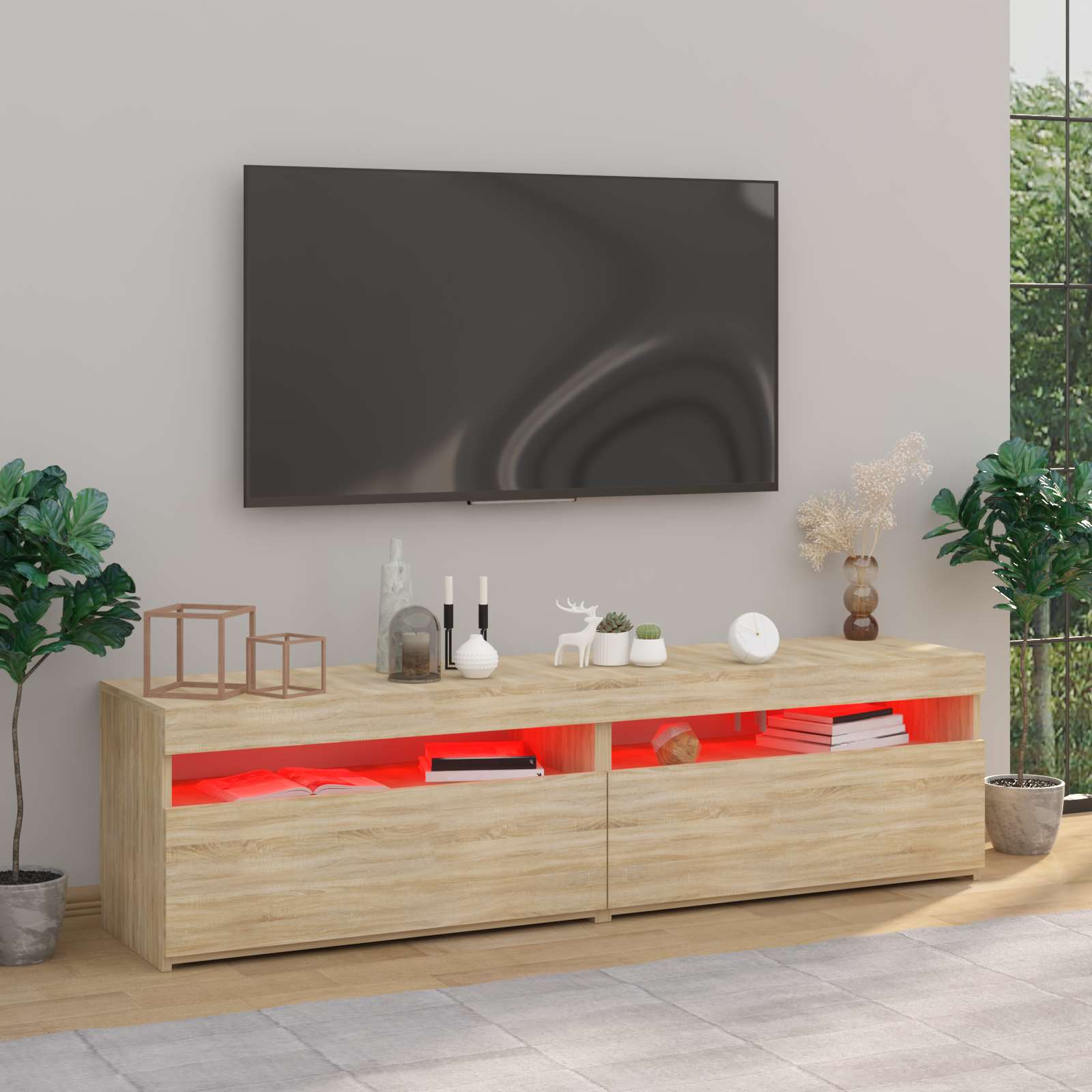 Tv Skříňky S Led Osvětlením 2 Ks Dub Sonoma 75 X 35 X 40 Cm