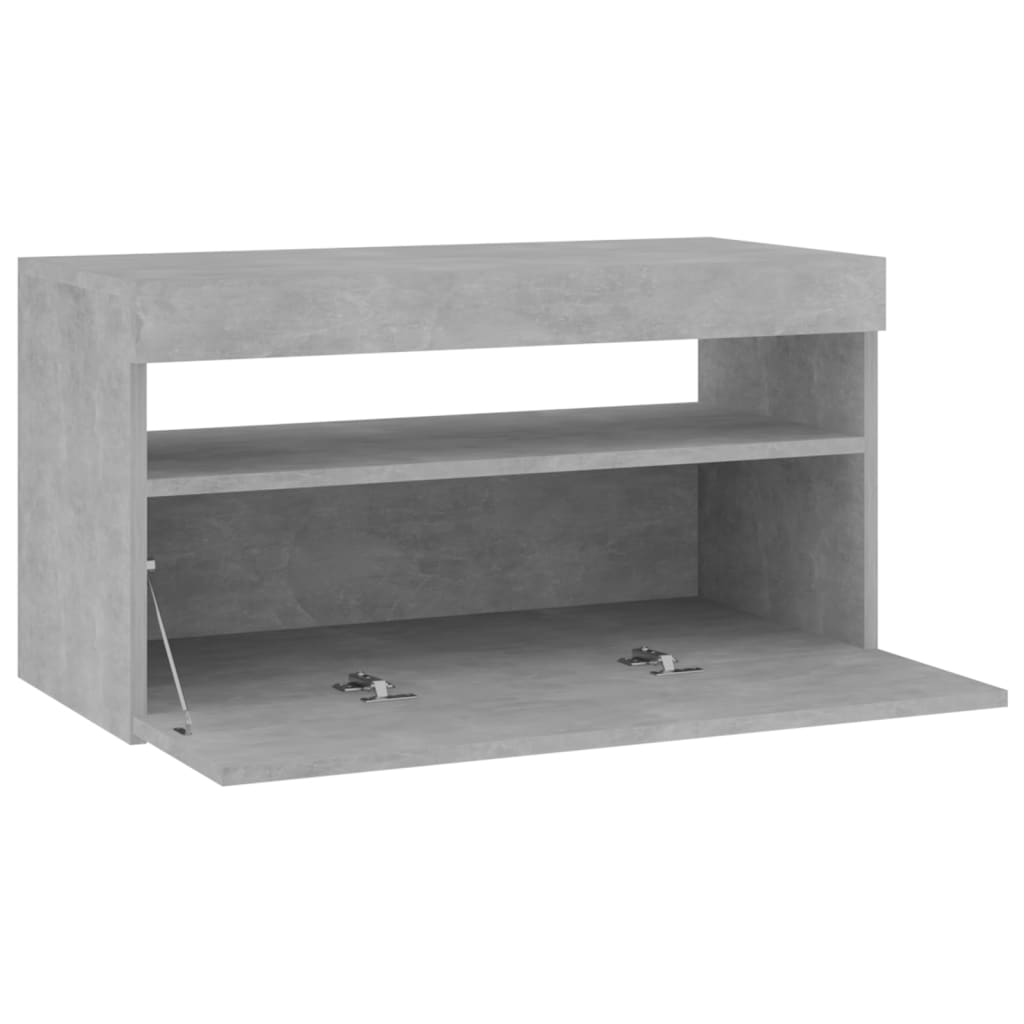 Tv Skříňka S Led Osvětlením Betonově Šedá 75 X 35 X 40 Cm