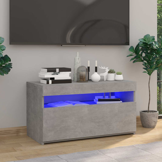 Tv Skříňka S Led Osvětlením Betonově Šedá 75 X 35 X 40 Cm