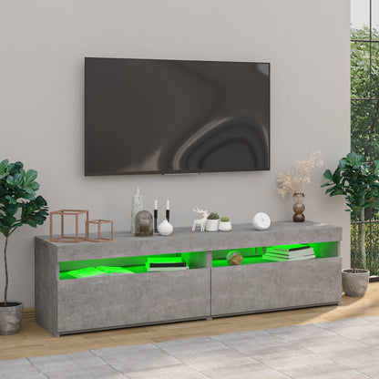 Tv Skříňky S Led Osvětlením 2 Ks Betonově Šedé 75 X 35 X 40 Cm