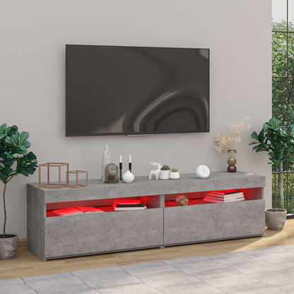 Tv Skříňky S Led Osvětlením 2 Ks Betonově Šedé 75 X 35 X 40 Cm