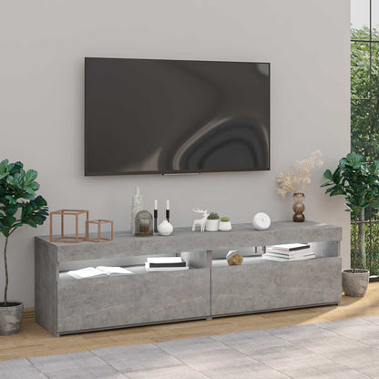 Tv Skříňky S Led Osvětlením 2 Ks Betonově Šedé 75 X 35 X 40 Cm
