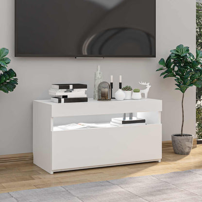Tv Skříňka S Led Osvětlením Bílá Vysoký Lesk 75 X 35 X 40 Cm