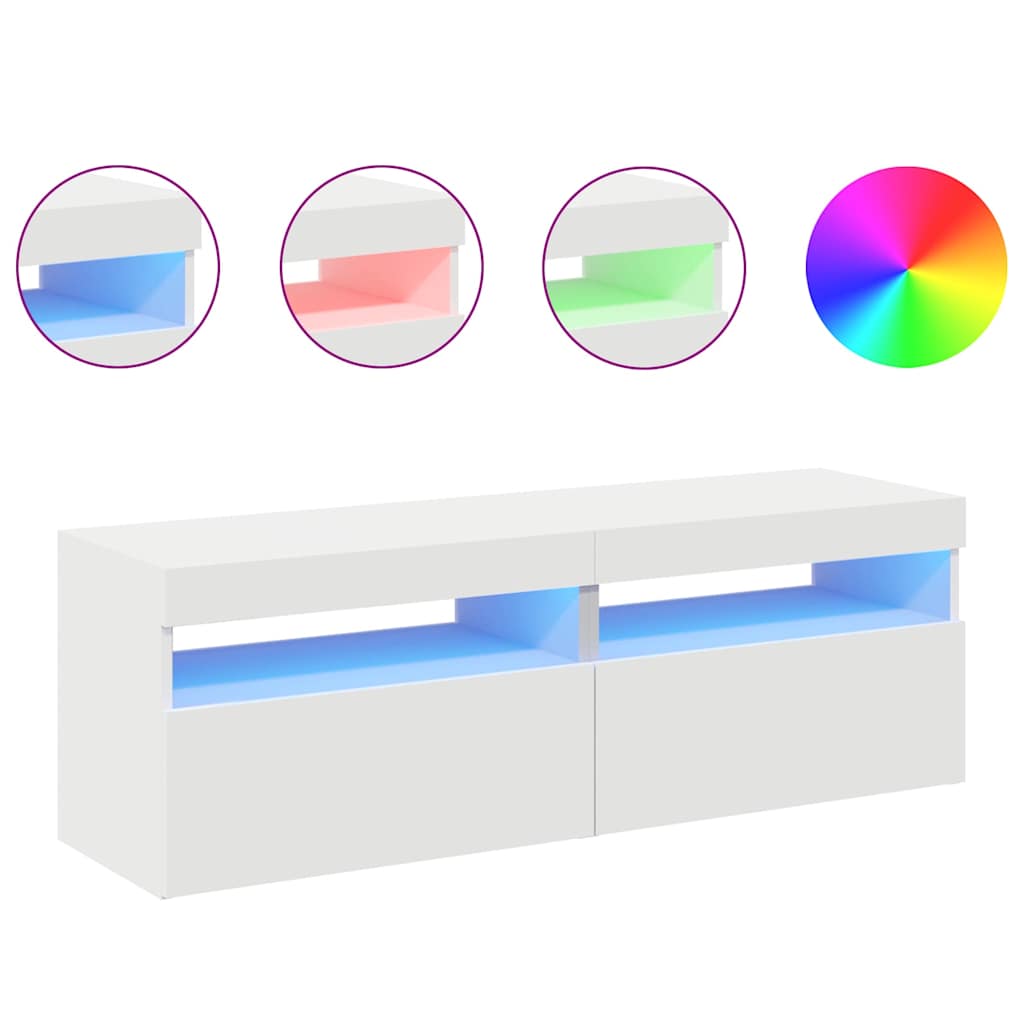 Tv Skříňky S Led Osvětlením 2 Ks Bílé 60 X 35 X 40 Cm