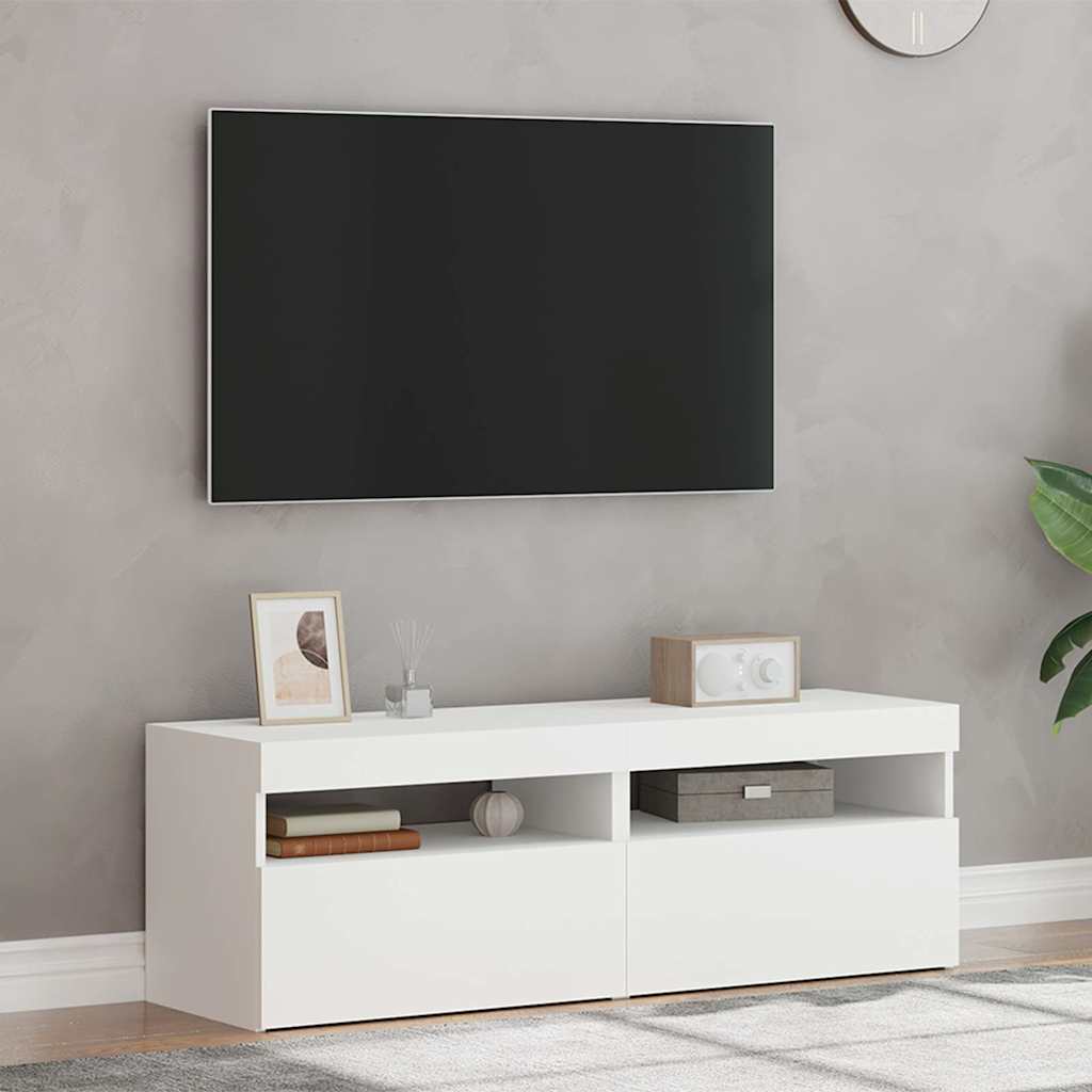 Tv Skříňky S Led Osvětlením 2 Ks Bílé 60 X 35 X 40 Cm
