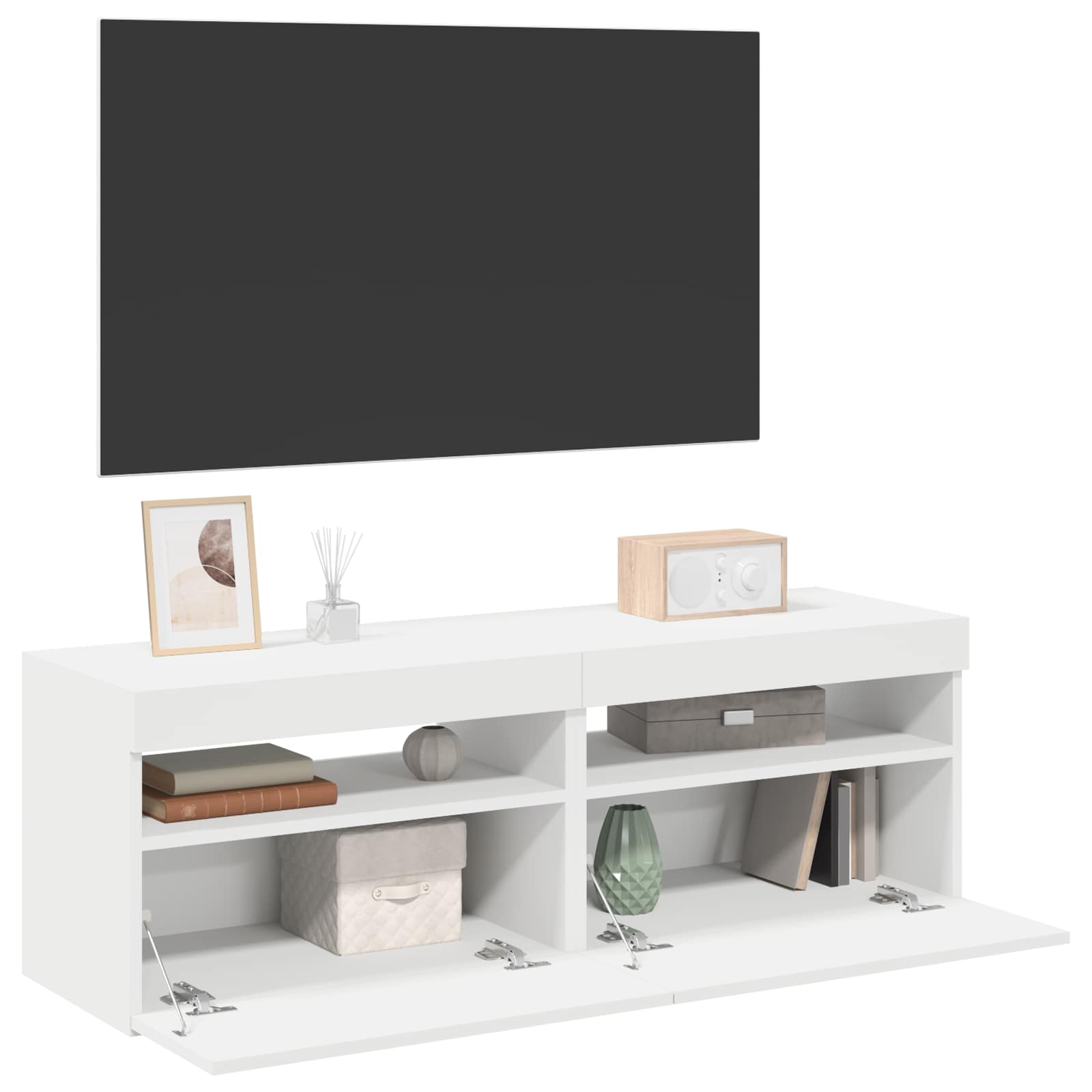 Tv Skříňky S Led Osvětlením 2 Ks Bílé 60 X 35 X 40 Cm