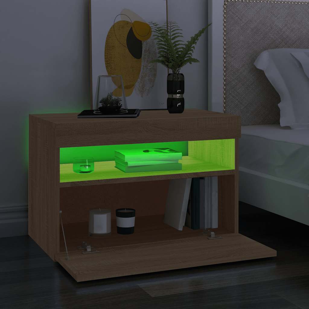 Tv Skříňka S Led Osvětlením Dub Sonoma 60 X 35 X 40 Cm