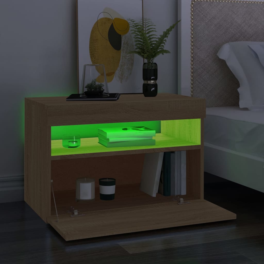Tv Skříňka S Led Osvětlením Dub Sonoma 60 X 35 X 40 Cm