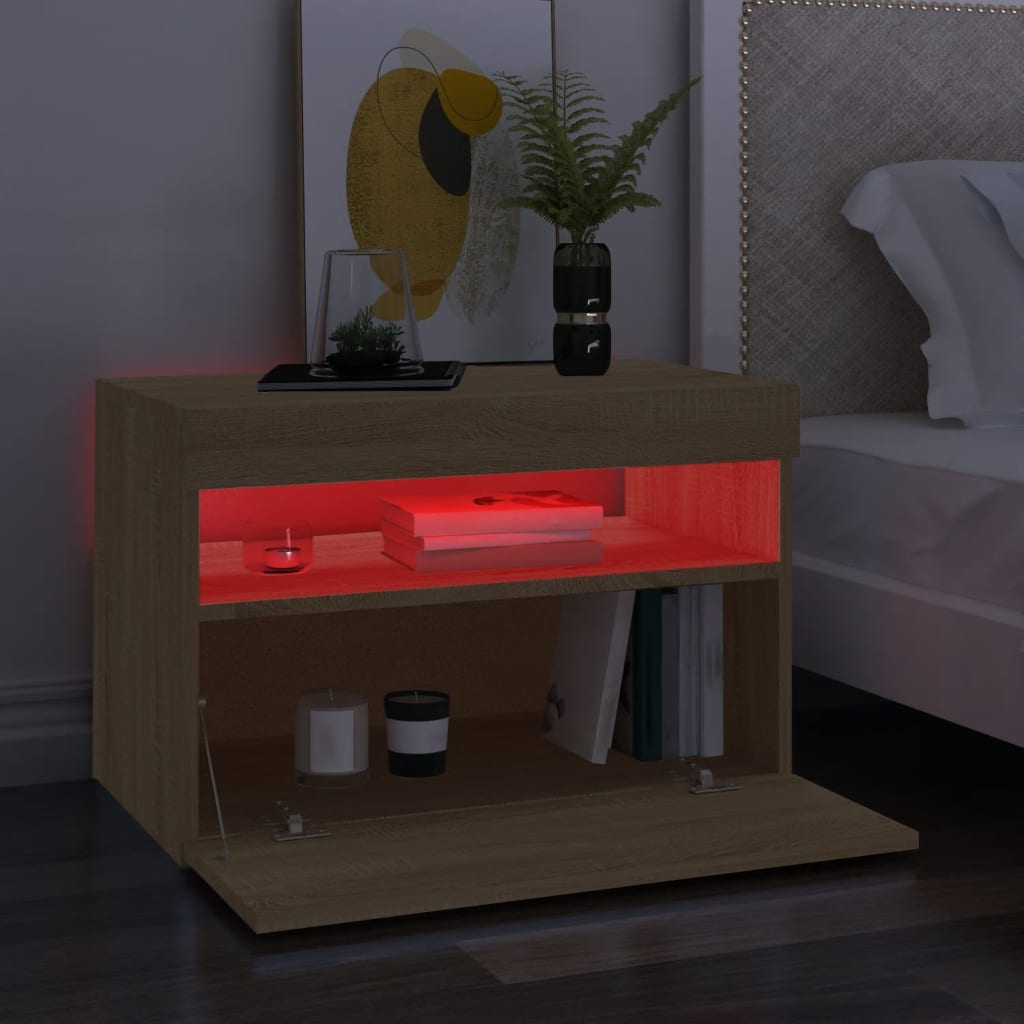 Tv Skříňka S Led Osvětlením Dub Sonoma 60 X 35 X 40 Cm