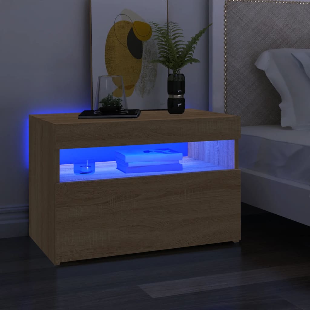 Tv Skříňka S Led Osvětlením Dub Sonoma 60 X 35 X 40 Cm