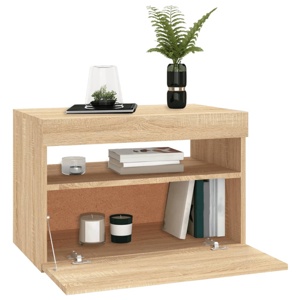 Tv Skříňka S Led Osvětlením Dub Sonoma 60 X 35 X 40 Cm