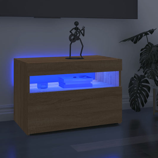 Tv Skříňka S Led Osvětlením Dub Sonoma 60 X 35 X 40 Cm