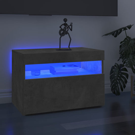 Tv Skříňka S Led Osvětlením Betonově Šedá 60 X 35 X 40 Cm