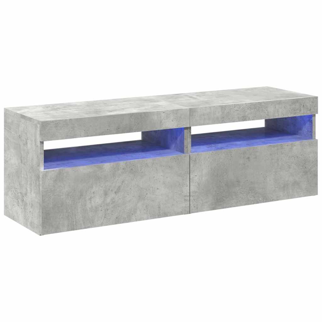 Tv Skříňky S Led Osvětlením 2 Ks Betonově Šedé 60 X 35 X 40 Cm