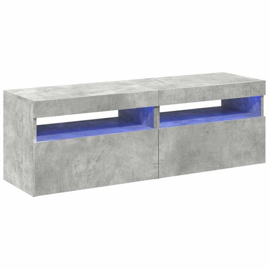 Tv Skříňky S Led Osvětlením 2 Ks Betonově Šedé 60 X 35 X 40 Cm