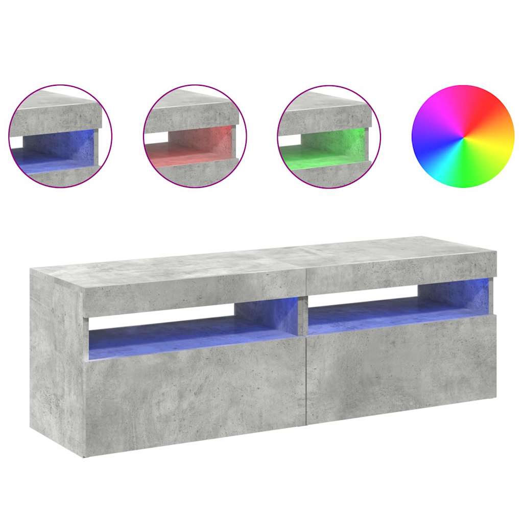 Tv Skříňky S Led Osvětlením 2 Ks Betonově Šedé 60 X 35 X 40 Cm