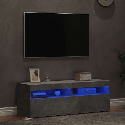 Tv Skříňky S Led Osvětlením 2 Ks Betonově Šedé 60 X 35 X 40 Cm