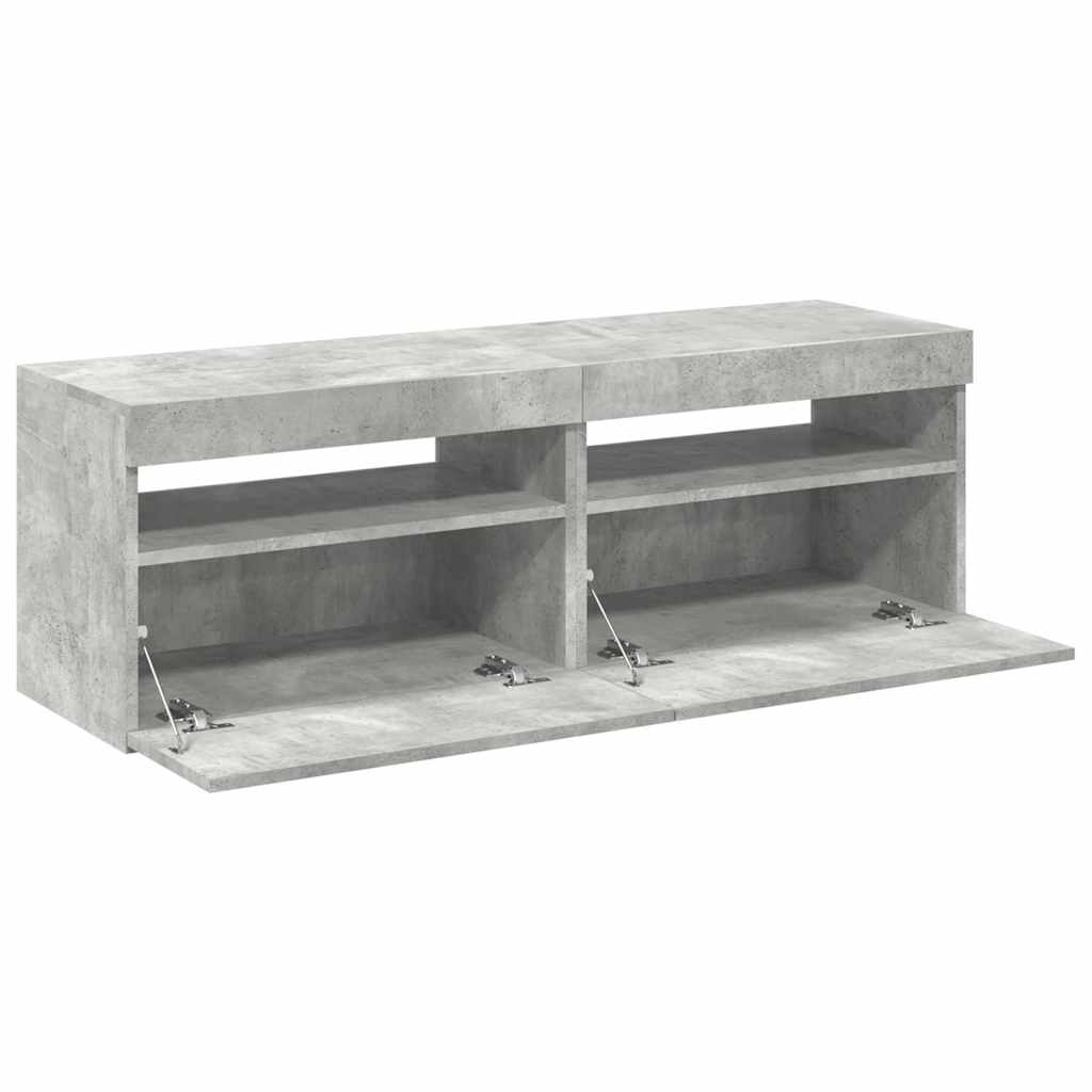 Tv Skříňky S Led Osvětlením 2 Ks Betonově Šedé 60 X 35 X 40 Cm