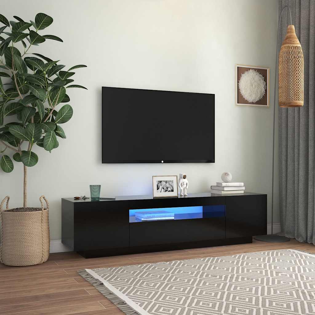 Tv Skříňka S Led Osvětlením Betonově Šedá 160X35X40 Cm