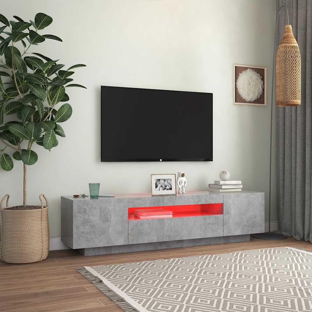 Tv Skříňka S Led Osvětlením Betonově Šedá 160X35X40 Cm