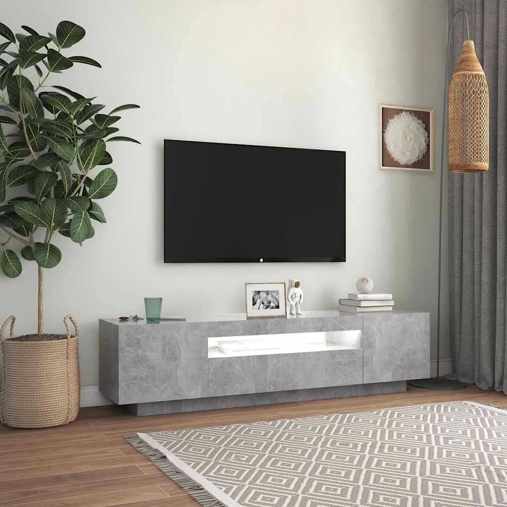 Tv Skříňka S Led Osvětlením Betonově Šedá 160X35X40 Cm