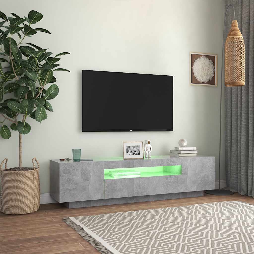 Tv Skříňka S Led Osvětlením Betonově Šedá 160X35X40 Cm