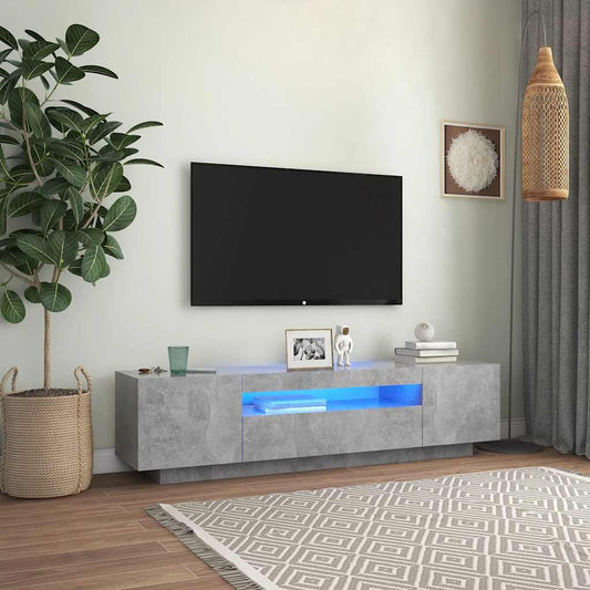 Tv Skříňka S Led Osvětlením Betonově Šedá 160X35X40 Cm
