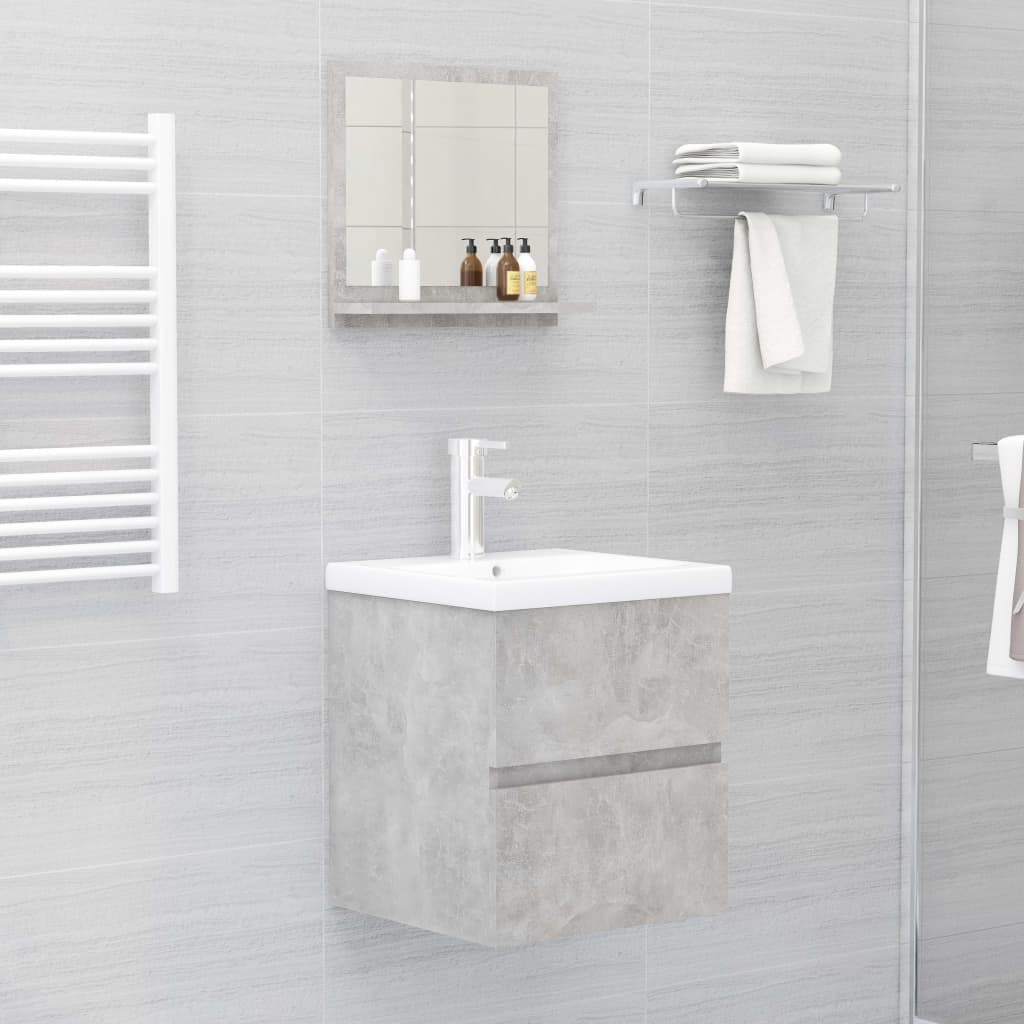 Koupelnové Zrcadlo Betonově Šedé 40X10,5X37 Cm Kompozitní Dřevo