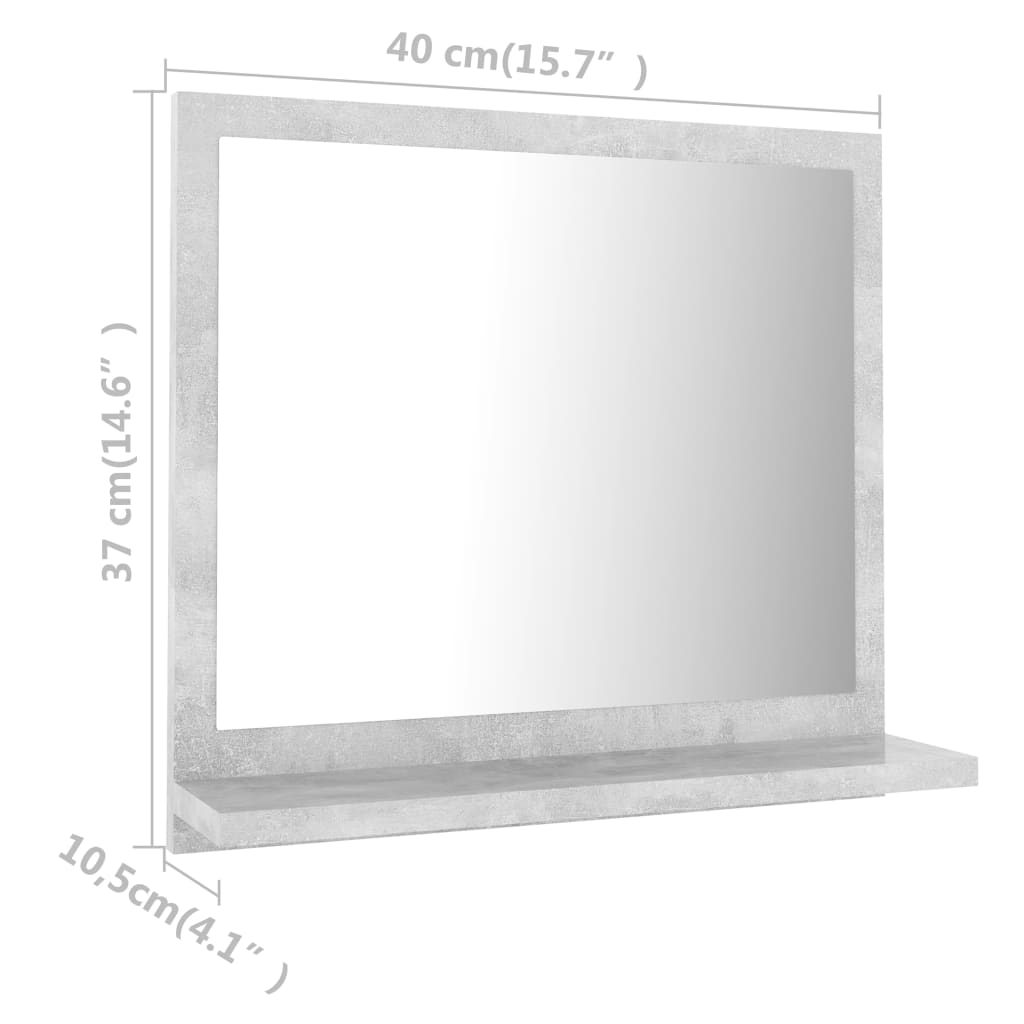 Koupelnové Zrcadlo Betonově Šedé 40X10,5X37 Cm Kompozitní Dřevo