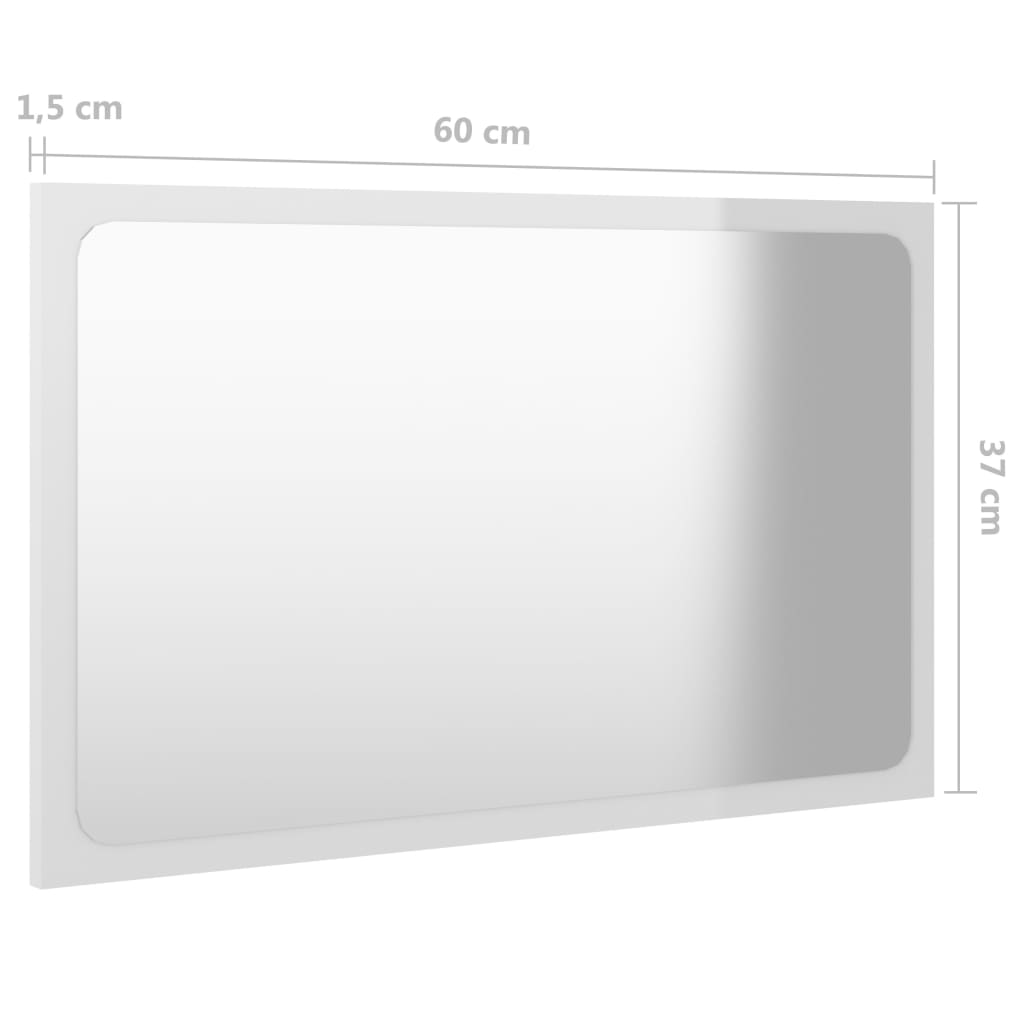 Koupelnové Zrcadlo Bílé Vysoký Lesk 60X1,5X37 Cm Dřevotříska