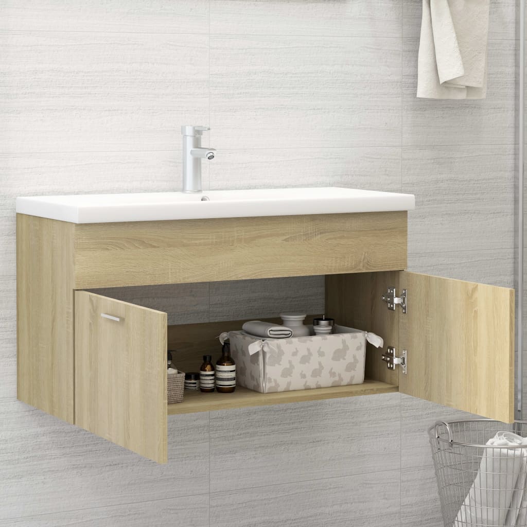 Skříňka Pod Umyvadlo Dub Sonoma 90X38,5X46 Cm Kompozitní Dřevo