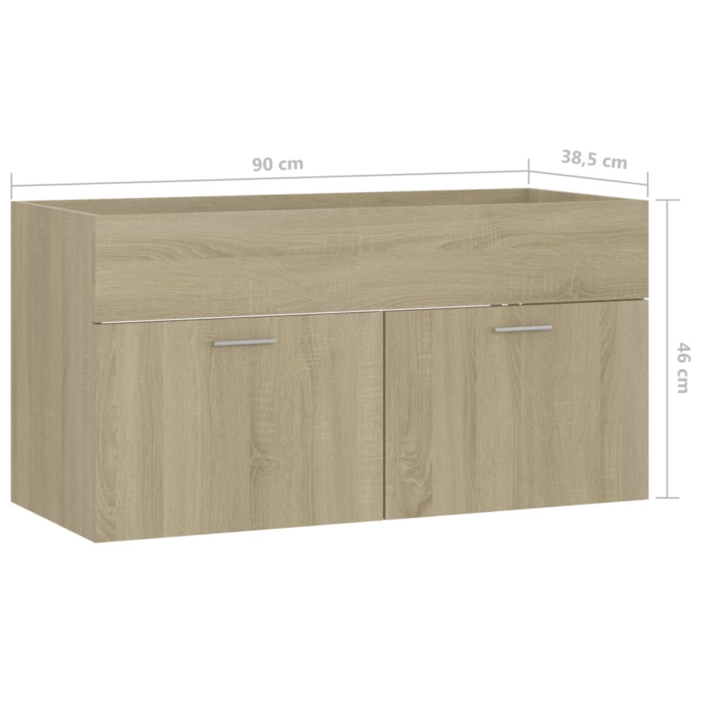 Skříňka Pod Umyvadlo Dub Sonoma 90X38,5X46 Cm Kompozitní Dřevo