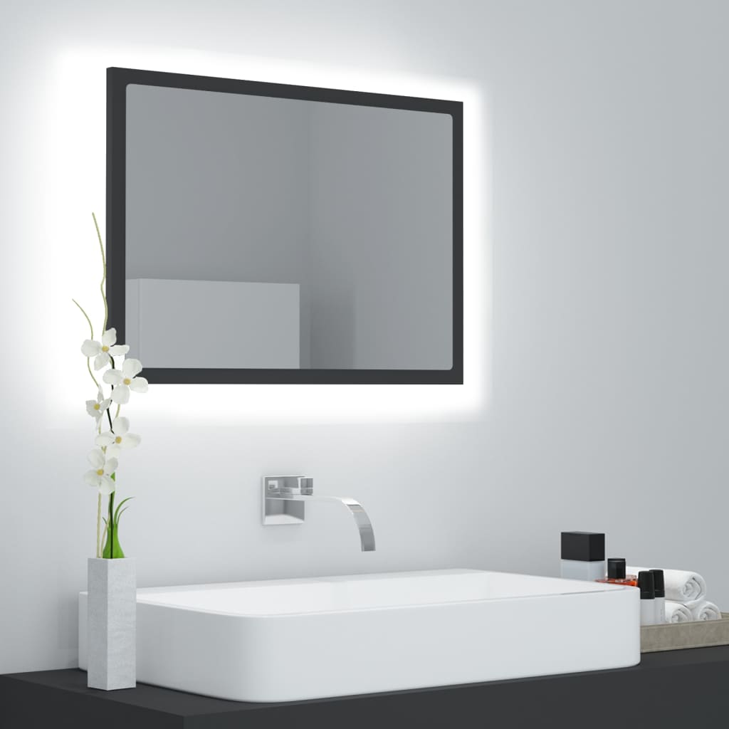 Led Koupelnové Zrcadlo Černé Vysoký Lesk 60X8,5X37 Cm Akrylové