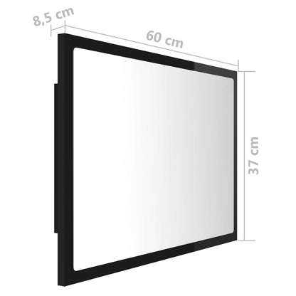 Led Koupelnové Zrcadlo Černé Vysoký Lesk 60X8,5X37 Cm Akrylové