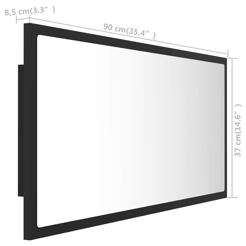 Led Koupelnové Zrcadlo Šedé 90 X 8,5 X 37 Cm Akrylové