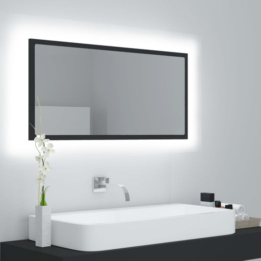 Led Koupelnové Zrcadlo Šedé 90 X 8,5 X 37 Cm Akrylové