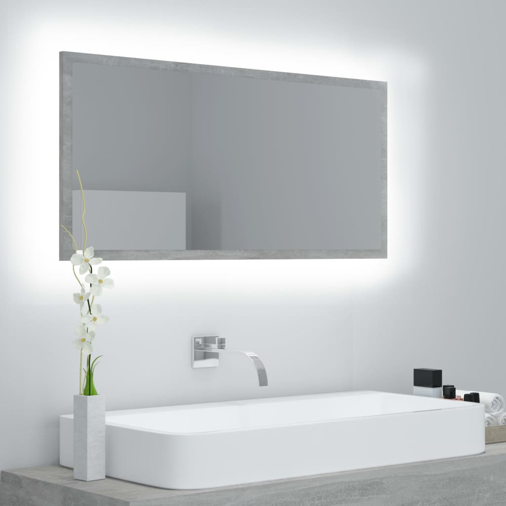 Led Koupelnové Zrcadlo Šedé 90 X 8,5 X 37 Cm Akrylové