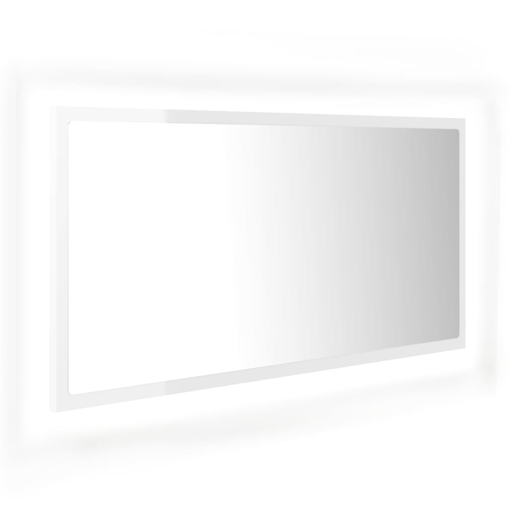 Led Koupelnové Zrcadlo Bílé Vysoký Lesk 90X8,5X37 Cm Akrylové