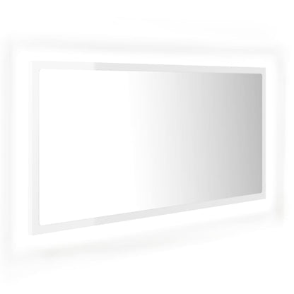 Led Koupelnové Zrcadlo Bílé Vysoký Lesk 90X8,5X37 Cm Akrylové